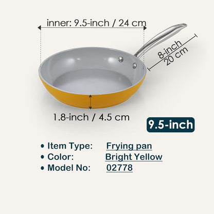 Classic 9.5 Inch Ceramic Nonstick Frying Pan, Cookware Skillet Egg & Omelet Pan, Induction, Yellow