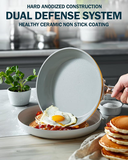 Classic 9.5 Inch Ceramic Nonstick Frying Pan, Cookware Skillet Egg & Omelet Pan, Induction, Yellow