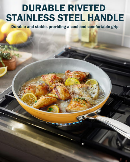 Classic 9.5 Inch Ceramic Nonstick Frying Pan, Cookware Skillet Egg & Omelet Pan, Induction, Yellow