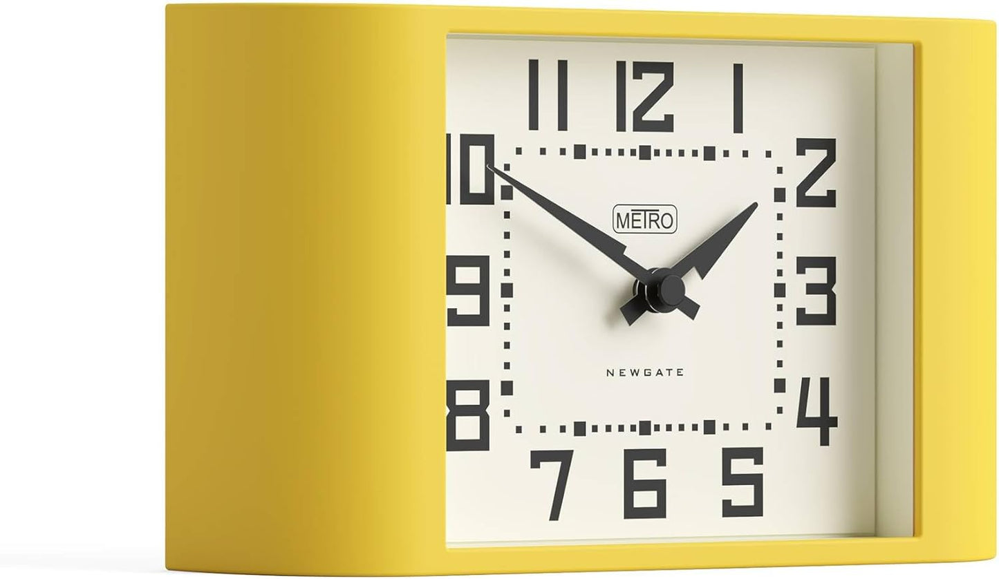 ® Mini Metro Desk Clock | Retro Mantel Clock | Citrus Yellow | Mid-Century Style for Desk, Table top, Shelf or Bedside