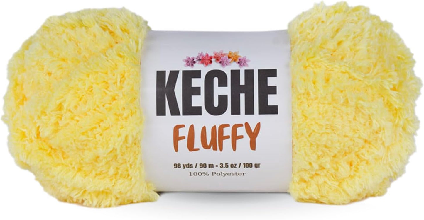 Fluffy Bulky Yarn – Super Soft Chunky Fuzzy Blanket Weight # 5 Yarn for Knitting Crocheting Crafting 3.5 oz (100 gr) 98 Yds (90 m) - Dark Yellow