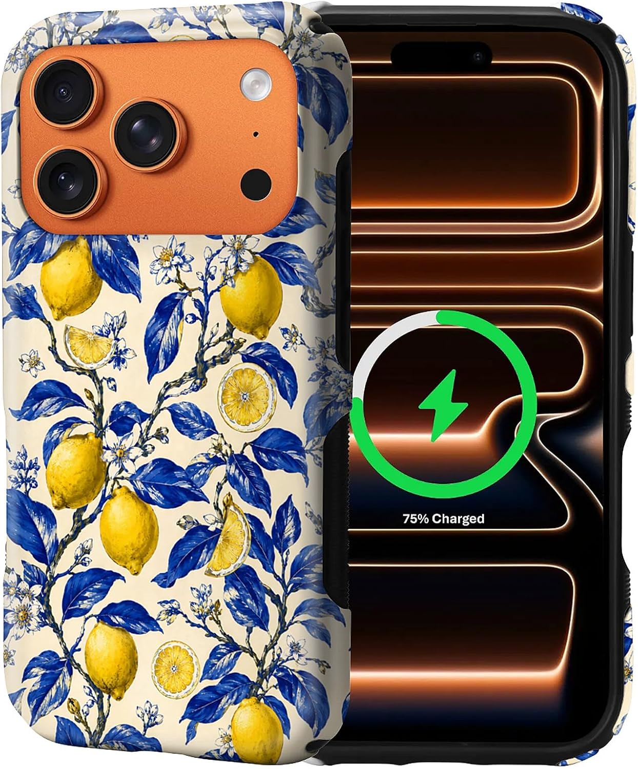 Magnetic Case for iPhone 17 Pro Max,Compatible with Magsafe Upgrade,PC Hard Shell & Silicone Inner Bumper,Anti-Scratch Full-Body Cover Shockproof Slim Design -Retro Lemon Tree