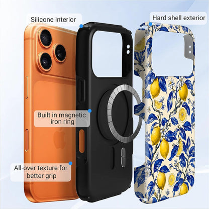 Magnetic Case for iPhone 17 Pro Max,Compatible with Magsafe Upgrade,PC Hard Shell & Silicone Inner Bumper,Anti-Scratch Full-Body Cover Shockproof Slim Design -Retro Lemon Tree