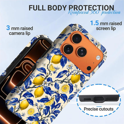 Magnetic Case for iPhone 17 Pro Max,Compatible with Magsafe Upgrade,PC Hard Shell & Silicone Inner Bumper,Anti-Scratch Full-Body Cover Shockproof Slim Design -Retro Lemon Tree