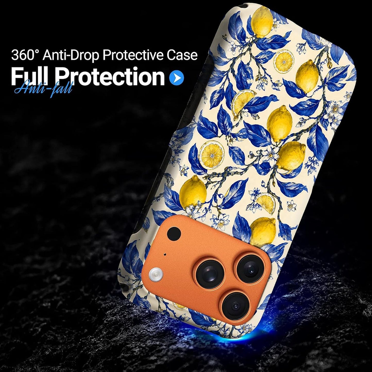 Magnetic Case for iPhone 17 Pro Max,Compatible with Magsafe Upgrade,PC Hard Shell & Silicone Inner Bumper,Anti-Scratch Full-Body Cover Shockproof Slim Design -Retro Lemon Tree