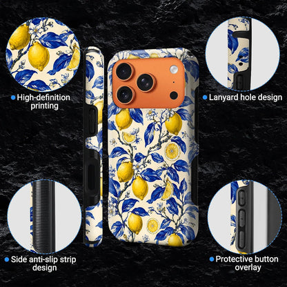 Magnetic Case for iPhone 17 Pro Max,Compatible with Magsafe Upgrade,PC Hard Shell & Silicone Inner Bumper,Anti-Scratch Full-Body Cover Shockproof Slim Design -Retro Lemon Tree