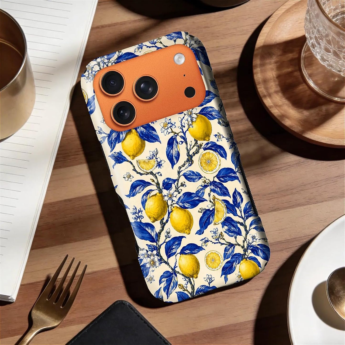 Magnetic Case for iPhone 17 Pro Max,Compatible with Magsafe Upgrade,PC Hard Shell & Silicone Inner Bumper,Anti-Scratch Full-Body Cover Shockproof Slim Design -Retro Lemon Tree