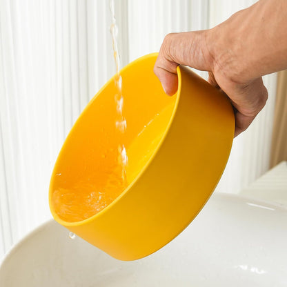 Ceramic Set of 2 Dog Bowls - Classic Dogs Food & Water Bowl for Small and Medium Breed, Heavy-Duty Non-Slip Dog Dishes, Food Grade Pet Bowl, Dishwasher & Microwave Safe (6'', 2*30OZ, Yellow)
