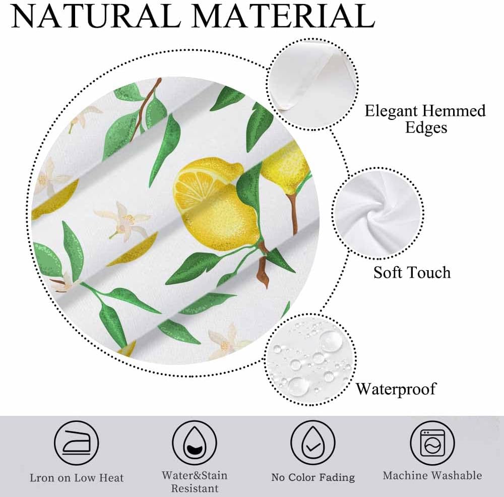 Fresh Lemon Tropical 52x70 Table Cloth Yellow Green Leaves White Washable Polyester Tablecloths for Dining Kitchen Outdoor Picnic Camping Party Wedding Event