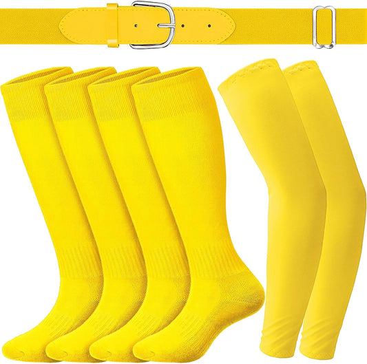 Baseball Belt and Socks Combo Softball Arm Sleeve UV Protection Compression Sleeves Adjustable Elastic Belt