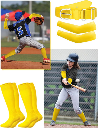 Baseball Belt and Socks Combo Softball Arm Sleeve UV Protection Compression Sleeves Adjustable Elastic Belt