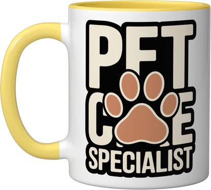 Pet Care Specialist Dog Walker Cat Sitter Paw Ceramic Mug, Yellow/White