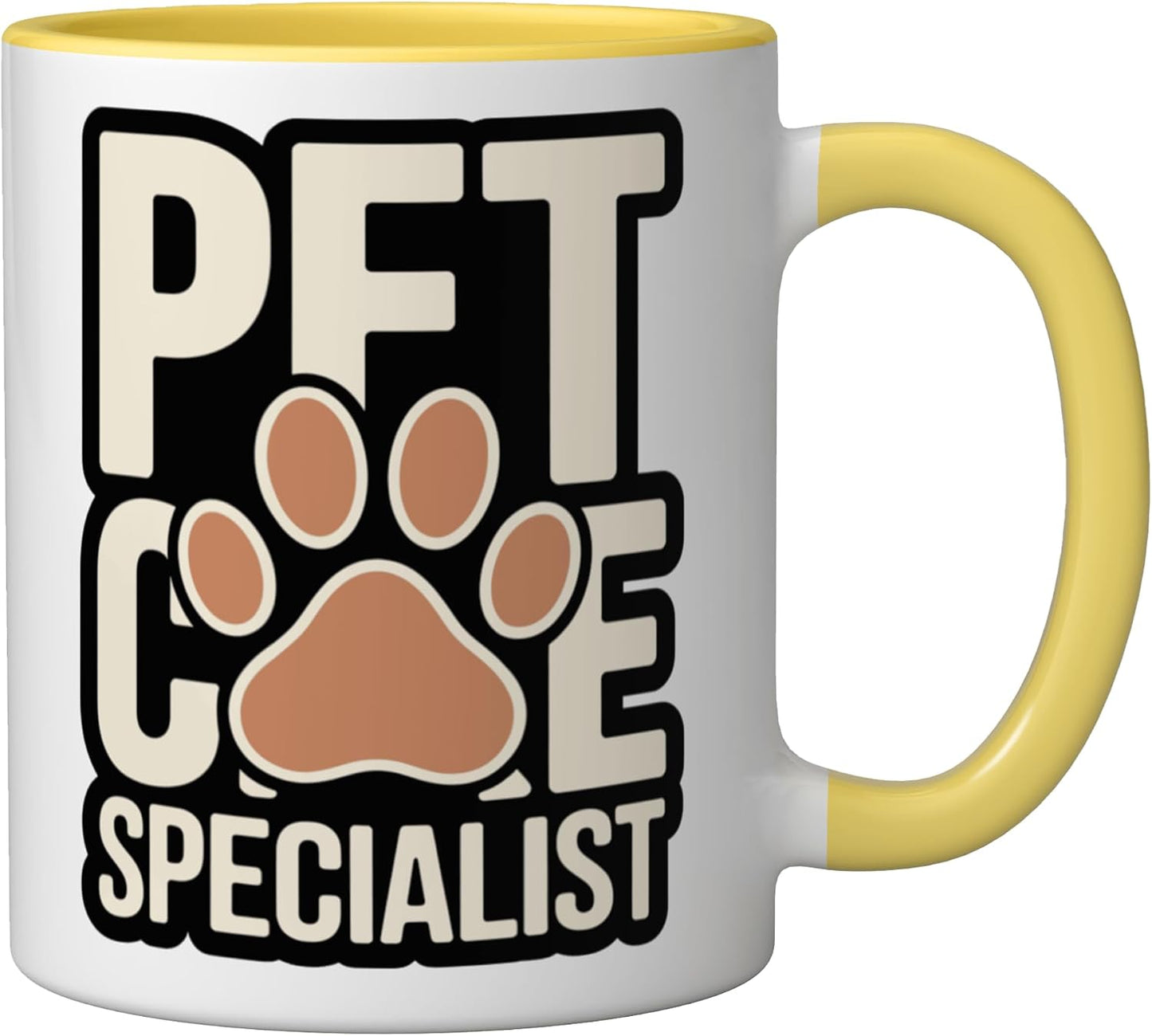 Pet Care Specialist Dog Walker Cat Sitter Paw Ceramic Mug, Yellow/White