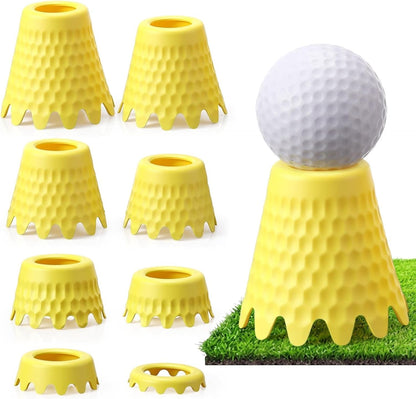 Golf Simulator Tees, 8 Fixed Heights for Golf Mats | Flexible LDPE Golf Tees for Indoor Simulators and Flat Mats; 8-Piece Set Has 1 Per Height, 16-Piece Set Has 2