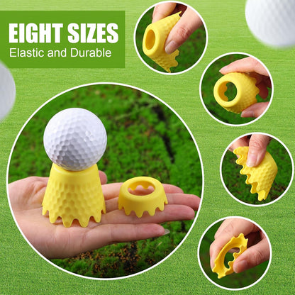 Golf Simulator Tees, 8 Fixed Heights for Golf Mats | Flexible LDPE Golf Tees for Indoor Simulators and Flat Mats; 8-Piece Set Has 1 Per Height, 16-Piece Set Has 2