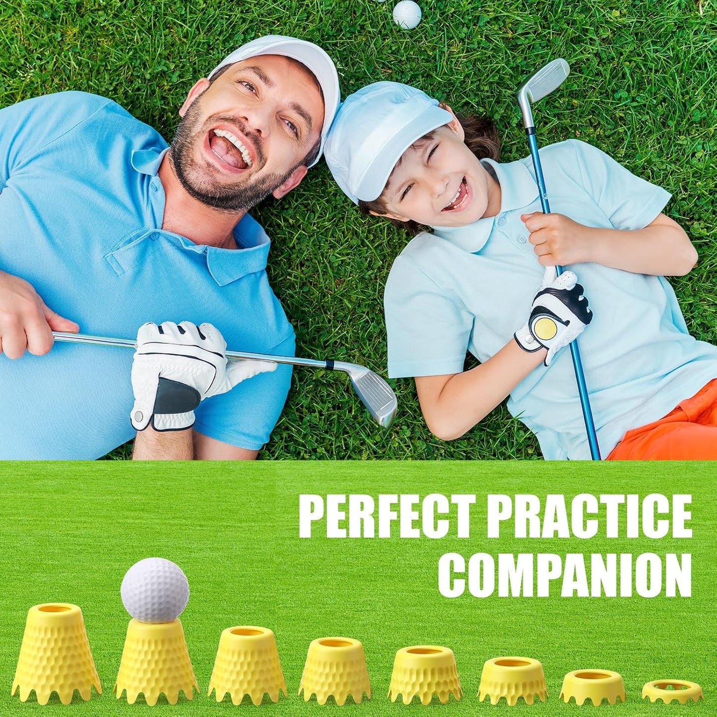 Golf Simulator Tees, 8 Fixed Heights for Golf Mats | Flexible LDPE Golf Tees for Indoor Simulators and Flat Mats; 8-Piece Set Has 1 Per Height, 16-Piece Set Has 2