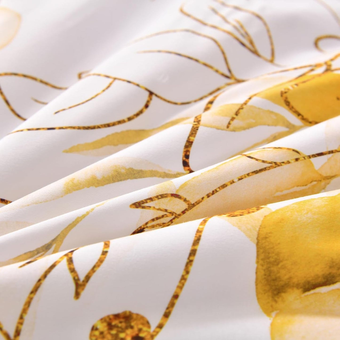 Yellow Botanical Comforter Set Queen, 7 Pieces Floral Bed in a Bag Gloden Leaves Bedding Set Soft Microfiber Queen(1 Comforter,2 Pillowcase,2 Pillow Shams,1 Flat Sheet,1 Fitted Sheet)