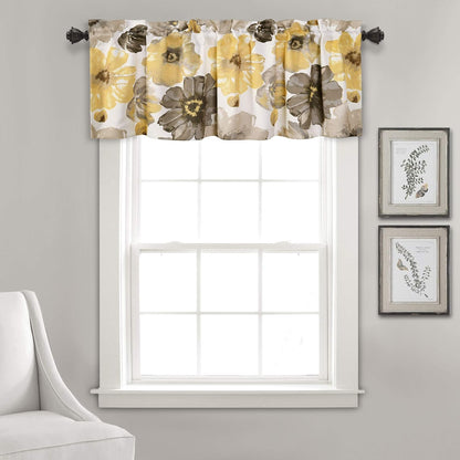 Leah Room Darkening Window Curtain Valance, 18 inch x 52 inch, Yellow/Gray