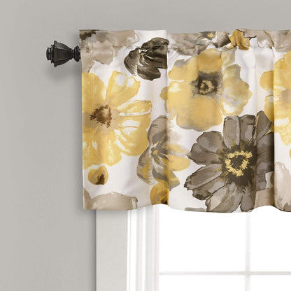 Leah Room Darkening Window Curtain Valance, 18 inch x 52 inch, Yellow/Gray
