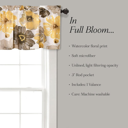 Leah Room Darkening Window Curtain Valance, 18 inch x 52 inch, Yellow/Gray