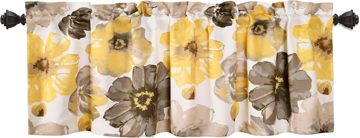 Leah Room Darkening Window Curtain Valance, 18 inch x 52 inch, Yellow/Gray