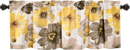 Leah Room Darkening Window Curtain Valance, 18 inch x 52 inch, Yellow/Gray