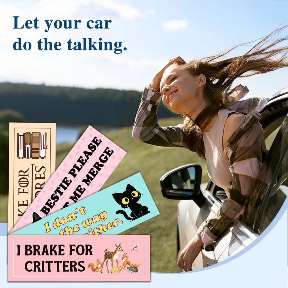 I Brake for Critter Yellow Car Bumper Magnet, Wildlife Car Accessory | Cute Animal Lovers Waterproof Magnet Sticker for Car Trucks, Magnets for Bumper Locker Fridge, Easy to Apply Remove and Swap