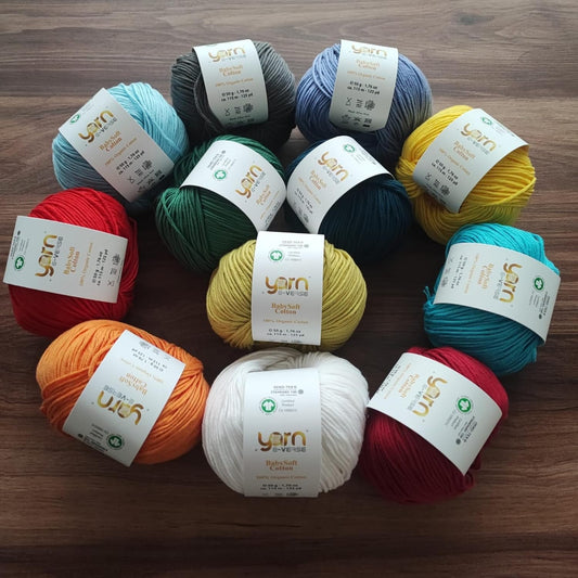 Babysoft Cotton Yarn, , 100% Organic Cotton, Soft & Hypoallergenic, Ideal for Baby Knitting, Crocheting, Amigurumi & DIY Projects, Organic Textile Certified, 50g (1, 147 Mustard Yellow)