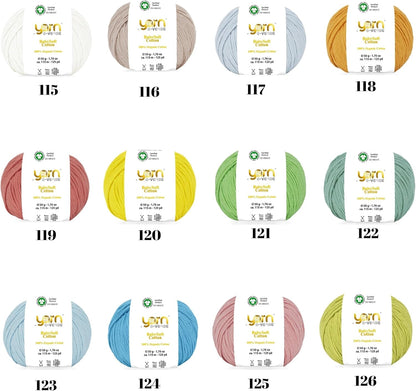 Babysoft Cotton Yarn, , 100% Organic Cotton, Soft & Hypoallergenic, Ideal for Baby Knitting, Crocheting, Amigurumi & DIY Projects, Organic Textile Certified, 50g (1, 147 Mustard Yellow)