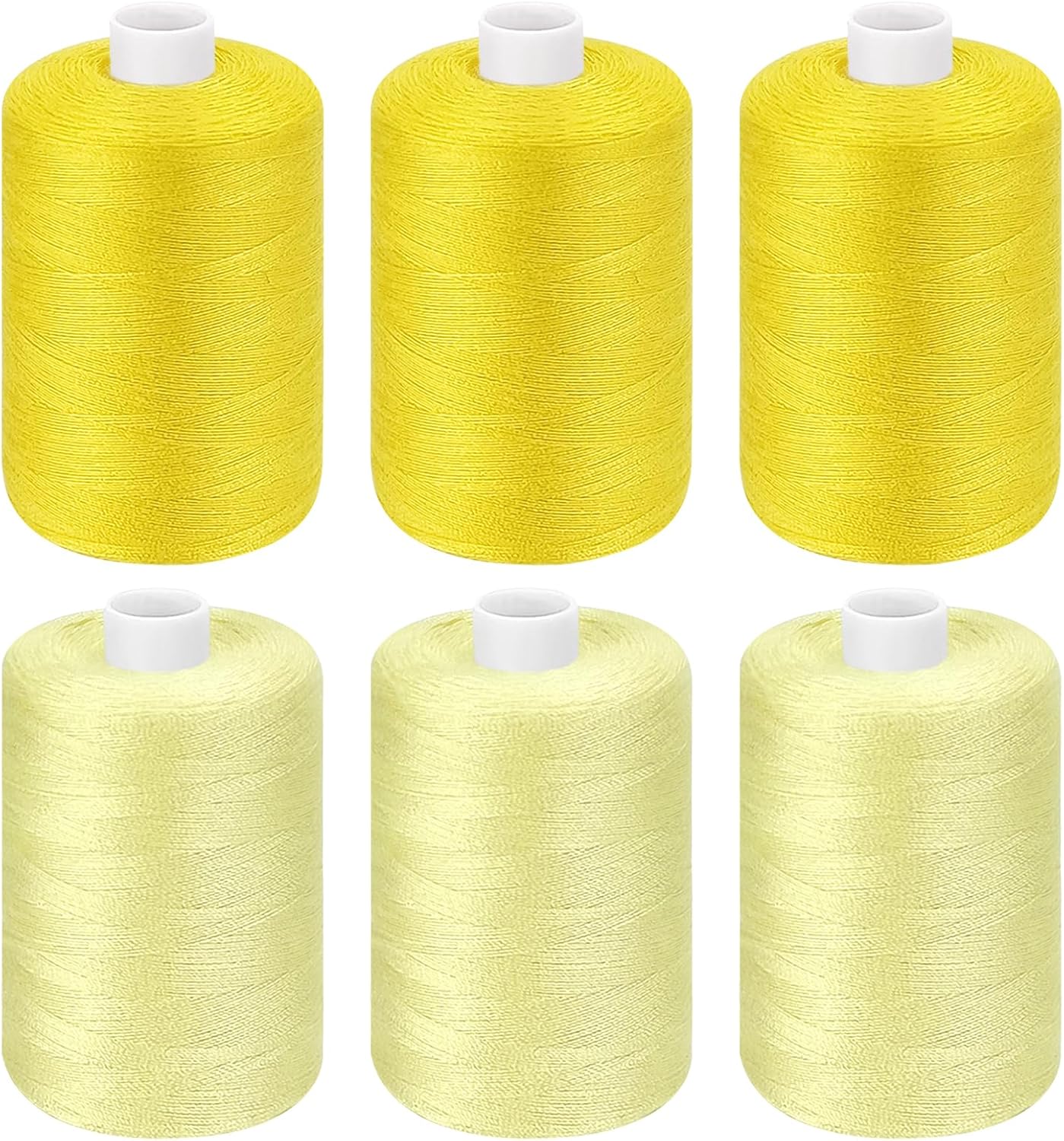 Yellow Thread for Sewing, 6 Spools of 1000 Yards Polyester Quilting Thread | All Purpose Sewing Thread Black, 6 Rolls x1000 Yards Polyester Quilting Thread for Sewing Machine, Hand Stitching Embroidery
