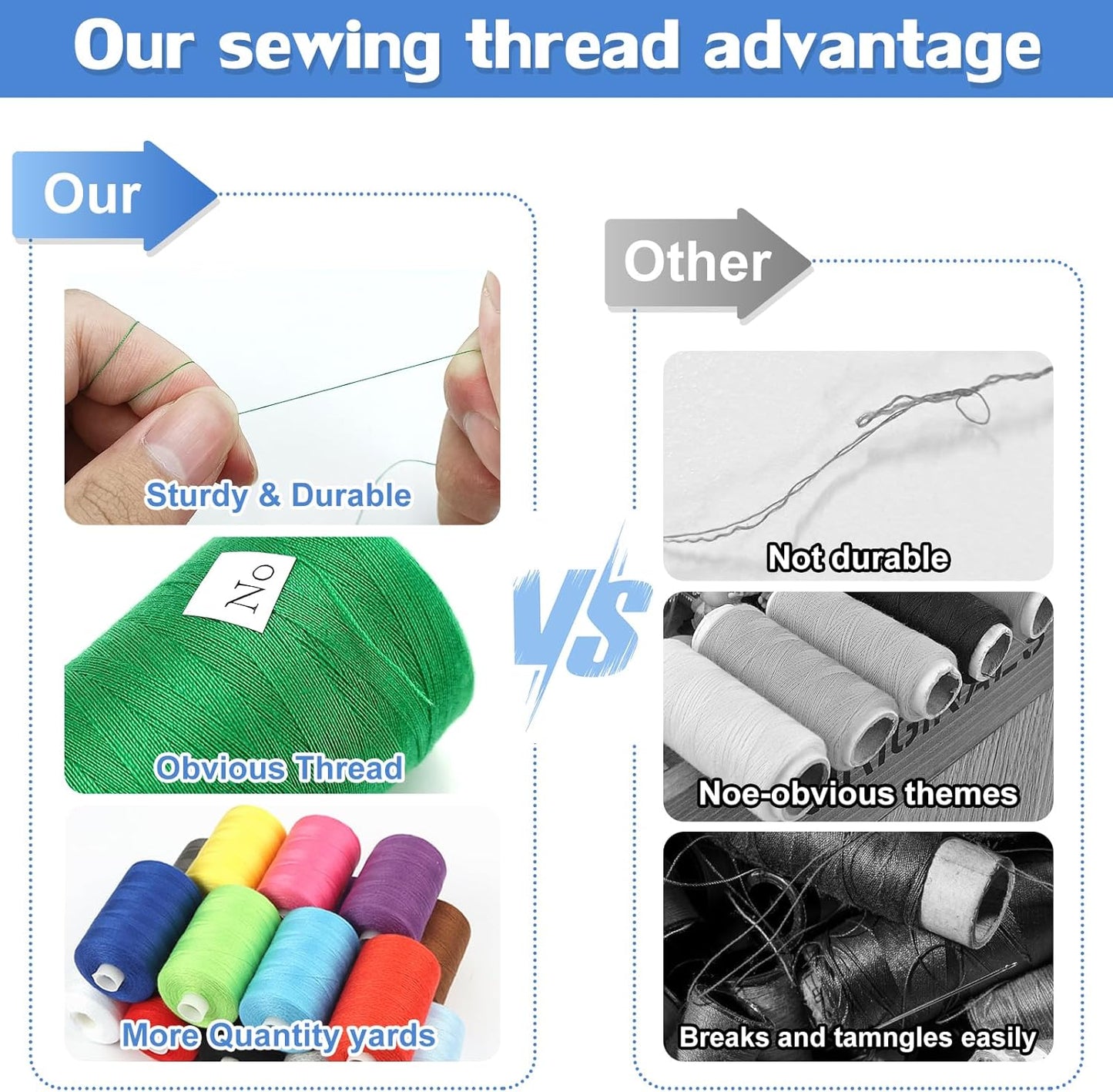 Yellow Thread for Sewing, 6 Spools of 1000 Yards Polyester Quilting Thread | All Purpose Sewing Thread Black, 6 Rolls x1000 Yards Polyester Quilting Thread for Sewing Machine, Hand Stitching Embroidery
