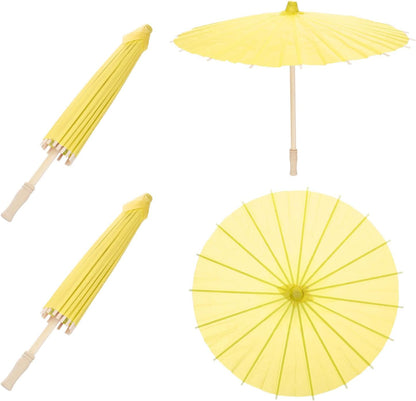 2 Pcs Yellow 16" Paper Umbrellas, DIY Oiled Paper Painting Umbrellas for Wedding Decoration, Party Photography Props, Crafts, Plant Care