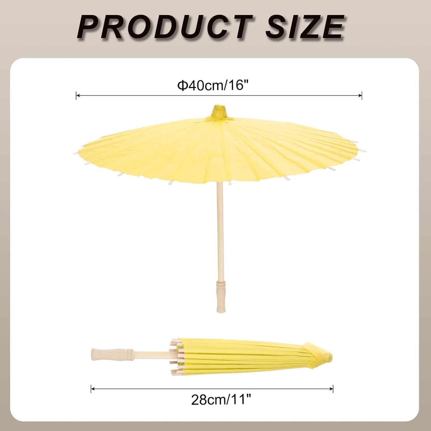 2 Pcs Yellow 16" Paper Umbrellas, DIY Oiled Paper Painting Umbrellas for Wedding Decoration, Party Photography Props, Crafts, Plant Care