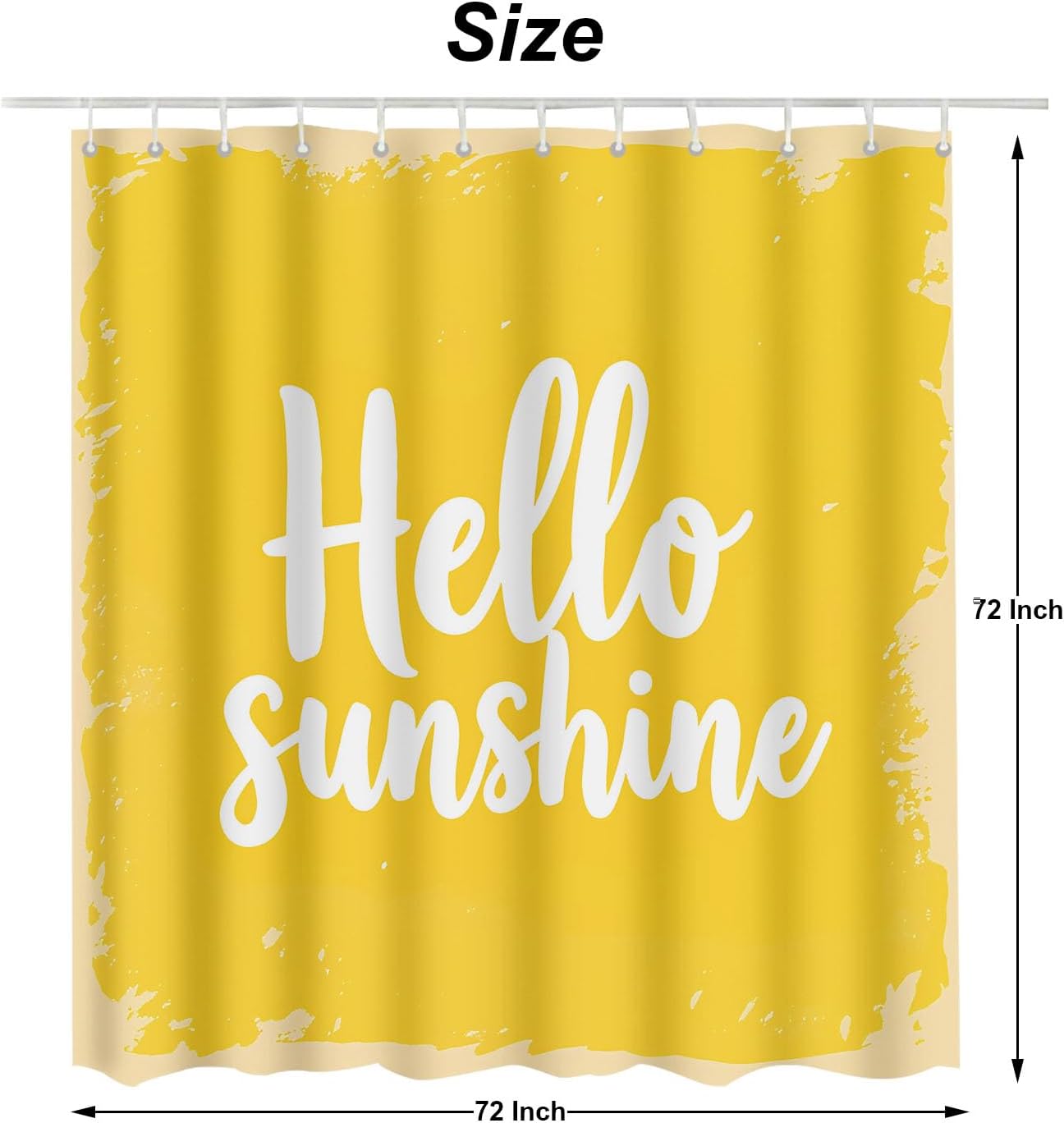 Hello Sunshine Yellow Shower Curtains Bathroom Curtain Waterproof with Hooks 72x72 Inch for Men Women Boys Girls