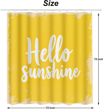 Hello Sunshine Yellow Shower Curtains Bathroom Curtain Waterproof with Hooks 72x72 Inch for Men Women Boys Girls
