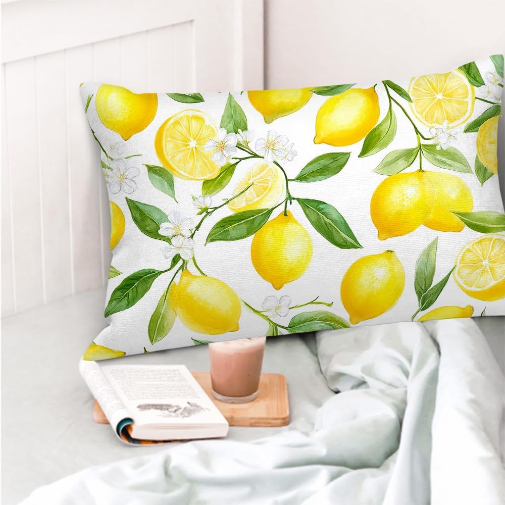 Yellow Lemon Decorative Pillowcases 20X30 Inch Throw Pillow Cover Sham Queen for Home Bedroom Men Women