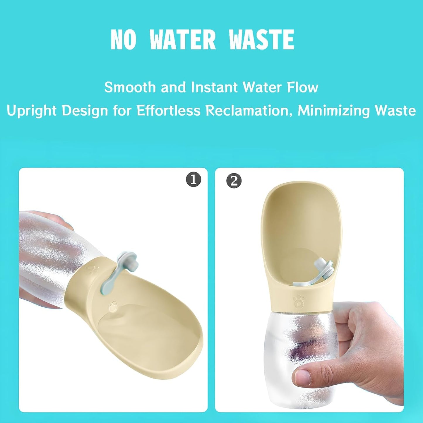 Dog Water Bottle, 12oz Leak Proof Portable Puppy Water Dispenser with Drinking Feeder for Pets Outdoor Walking, Hiking, Travel, BPA Free Food Grade Plastic (Cream Yellow, 12oz)