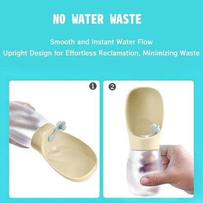 Dog Water Bottle, 12oz Leak Proof Portable Puppy Water Dispenser with Drinking Feeder for Pets Outdoor Walking, Hiking, Travel, BPA Free Food Grade Plastic (Cream Yellow, 12oz)