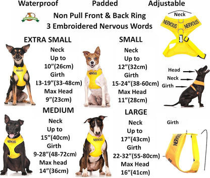 Limited Nervous (Give Me Space) Yellow Color Coded Non-Pull Front and Back D Ring Padded and Waterproof Vest Dog Harness Prevents Accidents by Warning Others of Your Dog in Advance (L)