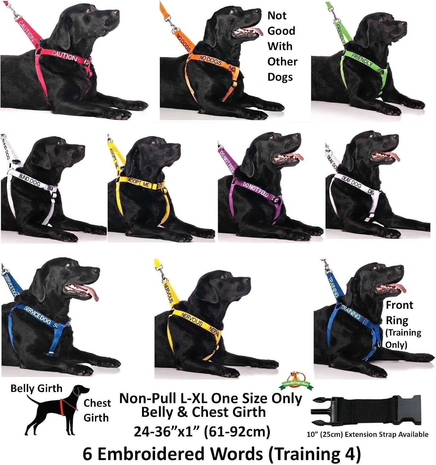 Limited Nervous (Give Me Space) Yellow Color Coded Non-Pull Front and Back D Ring Padded and Waterproof Vest Dog Harness Prevents Accidents by Warning Others of Your Dog in Advance (L)