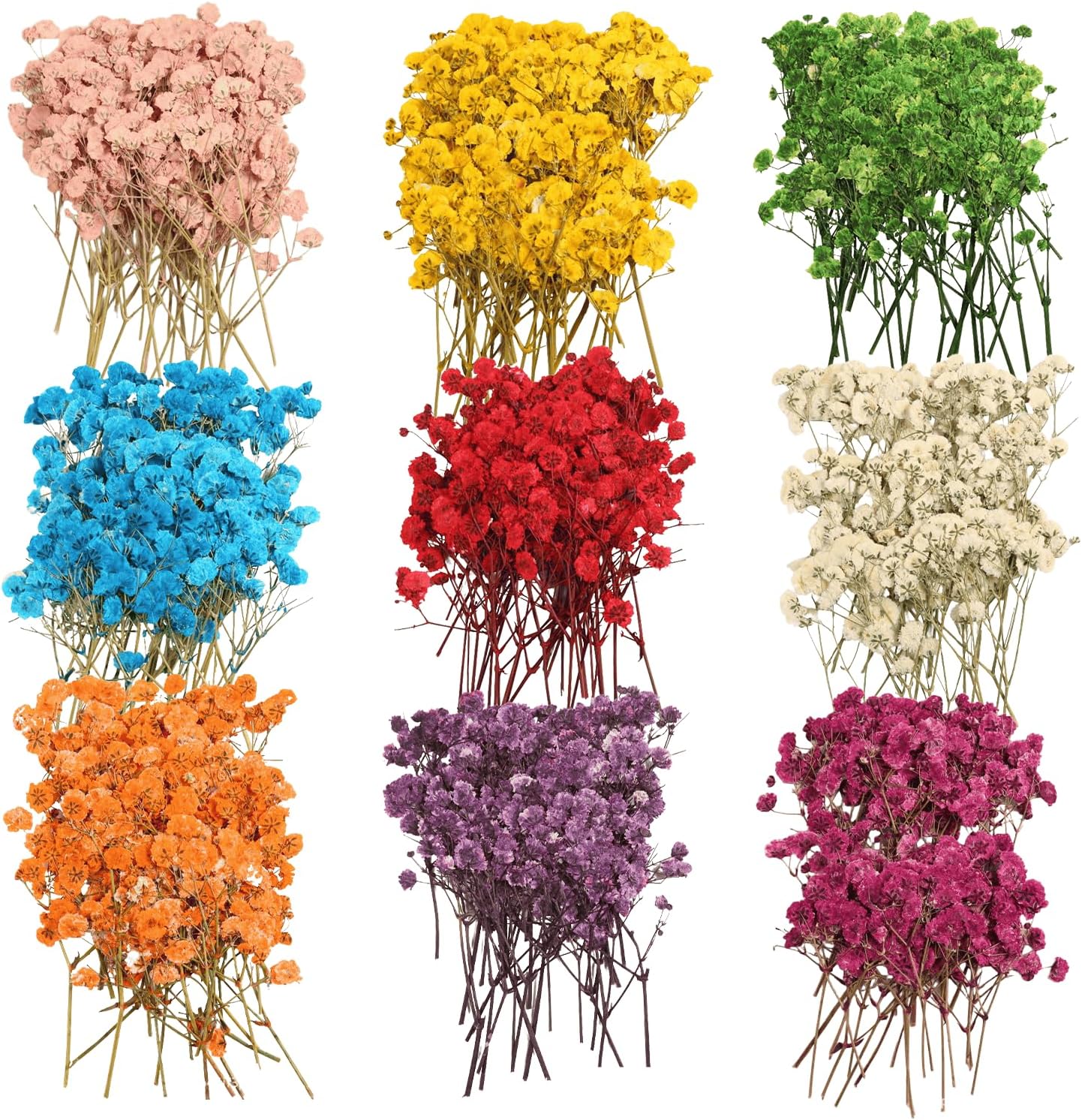 9 Pack Dried Flowers, Natural Pressed Flowers Kit for DIY Crafts, Scrapbook, Card Making,9 Colors