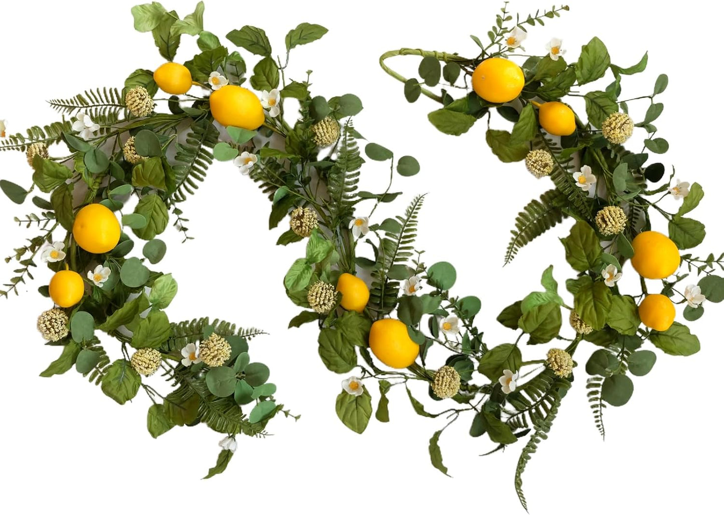 6 Ft Artificial Lemon Leaf Vine Garland - Faux Spring Wall Hanging Decor for Mantle, Window, Wedding, Home & Garden - Long Yellow Green Vine