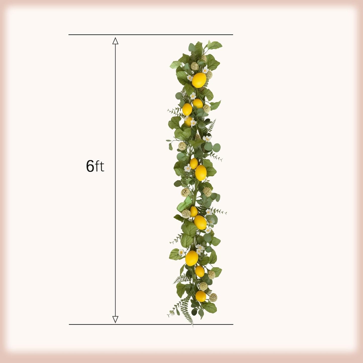 6 Ft Artificial Lemon Leaf Vine Garland - Faux Spring Wall Hanging Decor for Mantle, Window, Wedding, Home & Garden - Long Yellow Green Vine