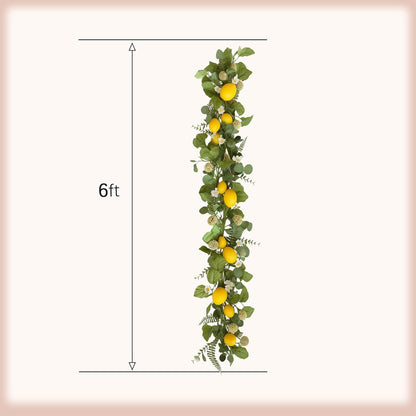 6 Ft Artificial Lemon Leaf Vine Garland - Faux Spring Wall Hanging Decor for Mantle, Window, Wedding, Home & Garden - Long Yellow Green Vine