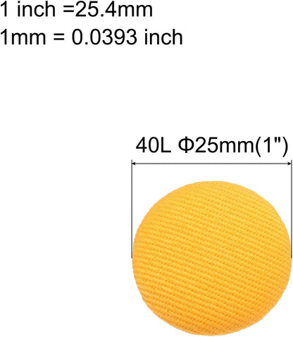 25mm Fabric Cloth Covered Button Metal Shank 30pcs, Yellow | 40L 1" Round Satin Sewing DIY Craft Buttons for Bridal Wedding Suits Dress Blouses Sweaters