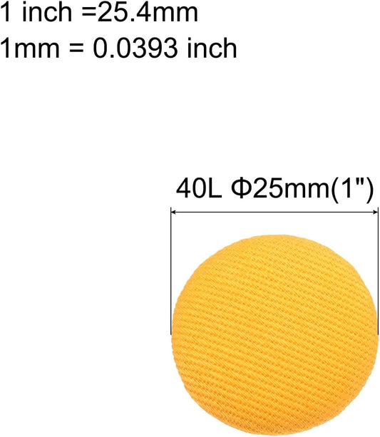25mm Fabric Cloth Covered Button Metal Shank 30pcs, Yellow | 40L 1" Round Satin Sewing DIY Craft Buttons for Bridal Wedding Suits Dress Blouses Sweaters