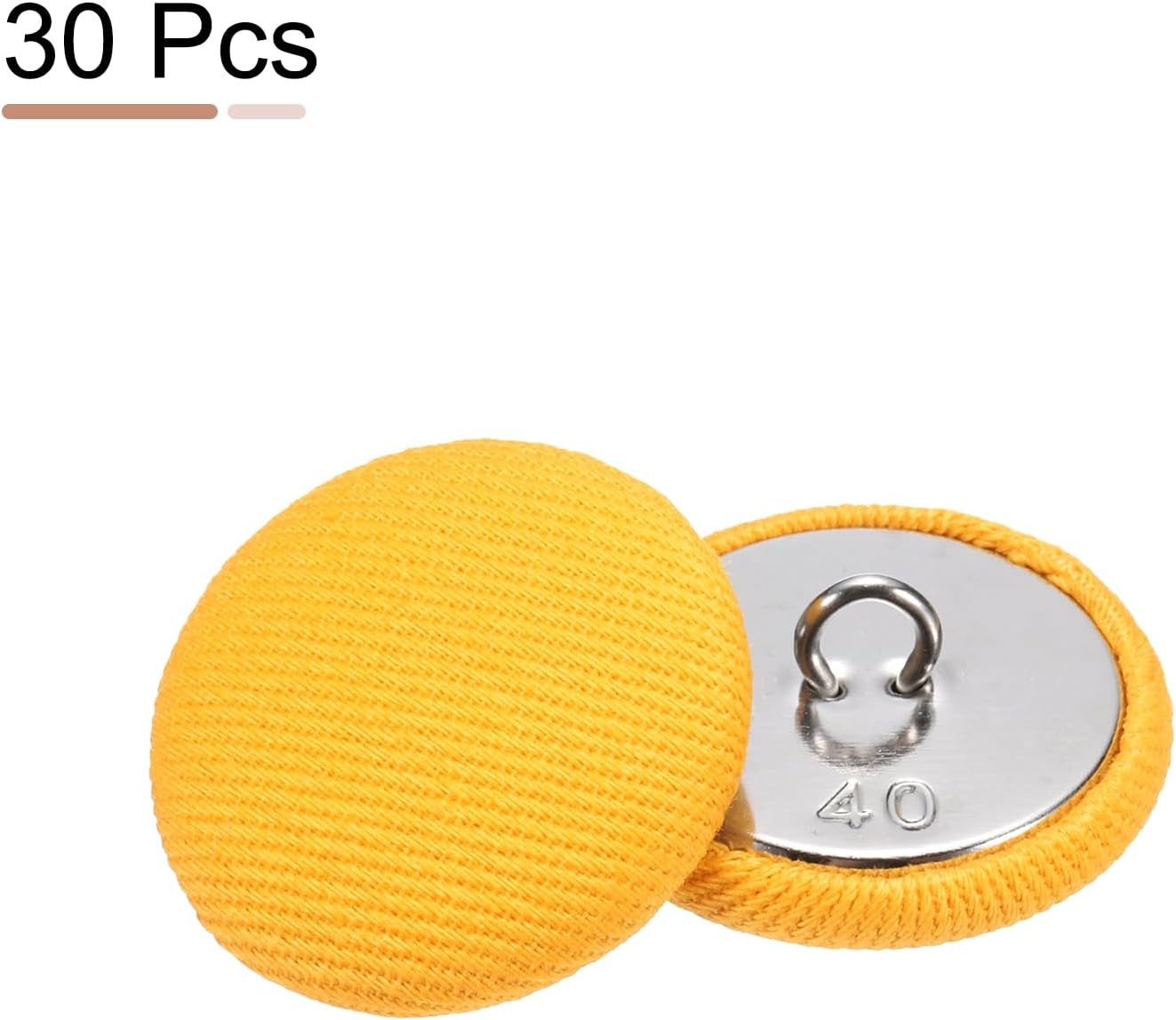 25mm Fabric Cloth Covered Button Metal Shank 30pcs, Yellow | 40L 1" Round Satin Sewing DIY Craft Buttons for Bridal Wedding Suits Dress Blouses Sweaters