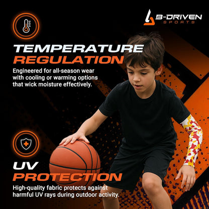 Pro Fit Compression Arm Sleeve - Arm Sleeve for Men Women & Youth - Basketball, Baseball, Football - Single