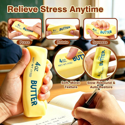 Butter Squishy, Slow Rising Butter Squeeze Toy, Cream Scented Butter Squeeze Toys, Stress Relief Toy for Relaxation, Soft & Safe PU Great for Home Office School(Yellow)