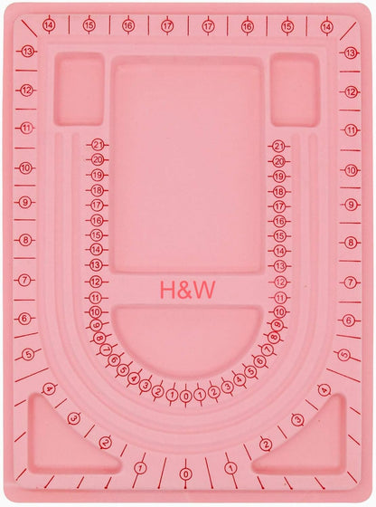 Pink Bead Board with Flock, 9.5 by 12.9-inch, Design Beading Board Tray | DIY Craft Tool for Girl and Necklace Beading Jewelry Designer